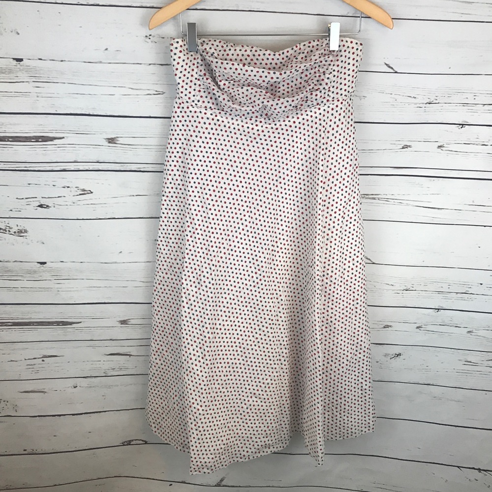 New J.crew Red White And blue dot dress Sz 6